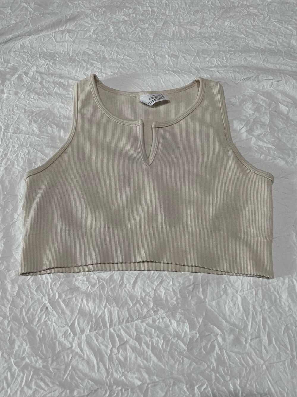 Cream Ribbed Seamless Crop Top